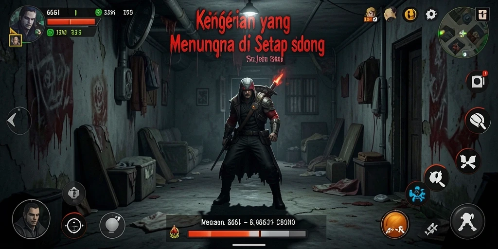Tangkapan layar utama 666I menunjukkan suasana mencekam dalam gameplay horror.