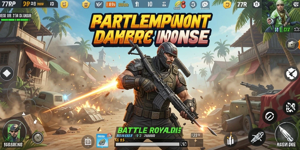Tampilan gameplay menarik di 77RP dengan aksi Battle Royale.