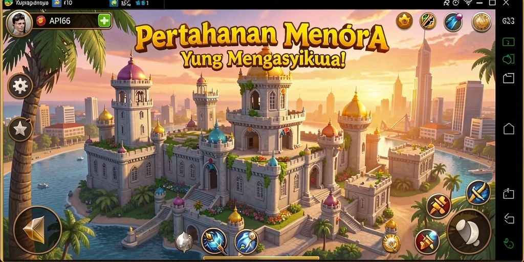 Tampilan gameplay dari API66 yang intens dan seru dalam pertahanan menara.