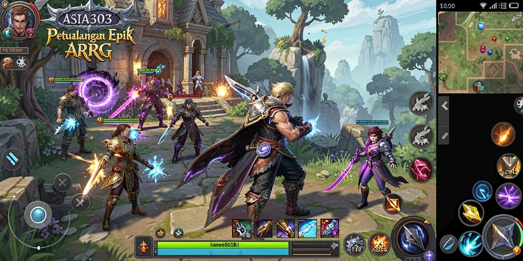 Screenshot gameplay dari ASIA303 menunjukkan aksi pertarungan yang seru dalam dunia ARPG.