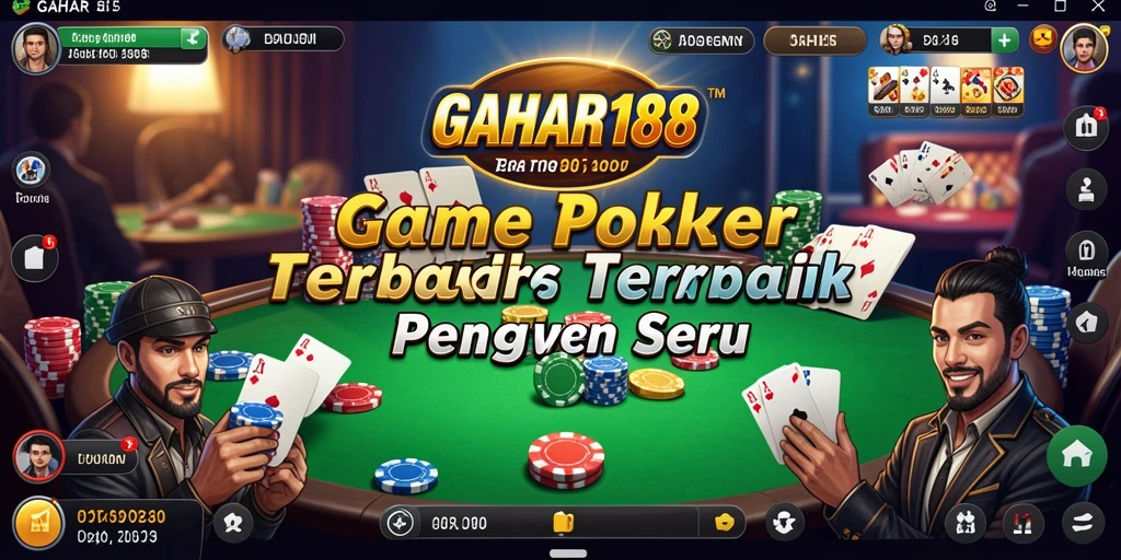Screenshot menampilkan gameplay seru GAHAR188 dengan pemain poker berkompetisi.