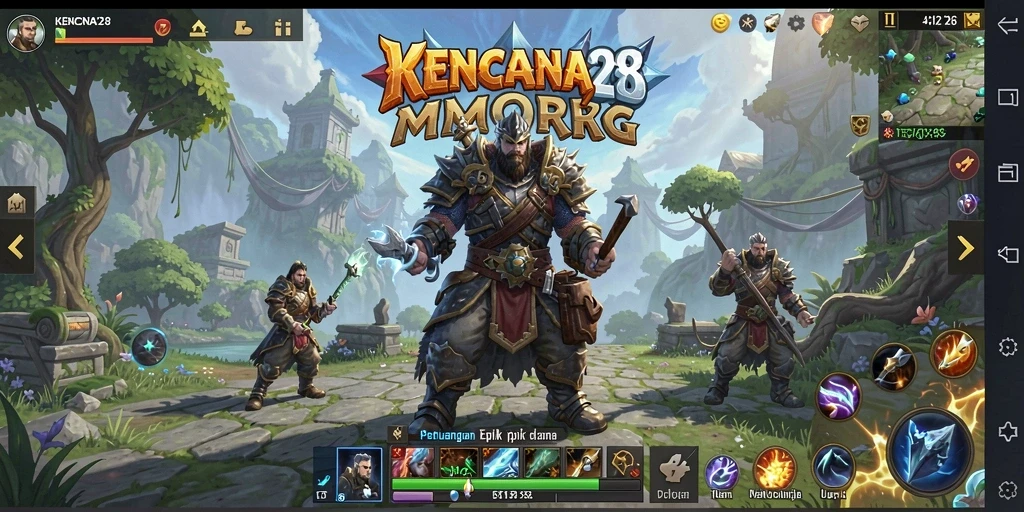 Screenshot KENCANA28 menunjukkan aksi pertempuran mendalam dalam dunia MMORPG.