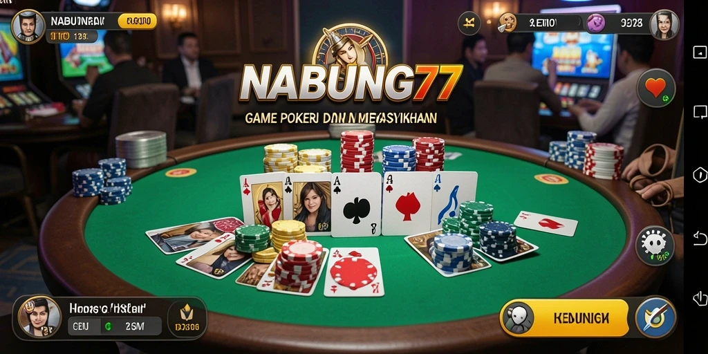 Tampilan gameplay Poker NABUNG77 yang seru dan dinamis.