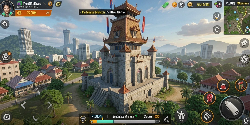 Tangkapan layar menampilkan gameplay menara pertahanan yang seru di P200M.
