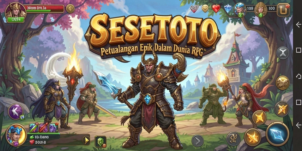 Screenshot gameplay SESETOTO menampilkan pertempuran seru dan eksplorasi dunia RPG.