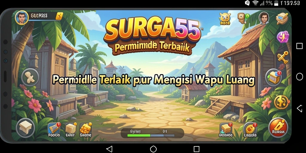 Tampilan gameplay SURGA55 yang menampilkan aksi pengumpulan sumber daya.
