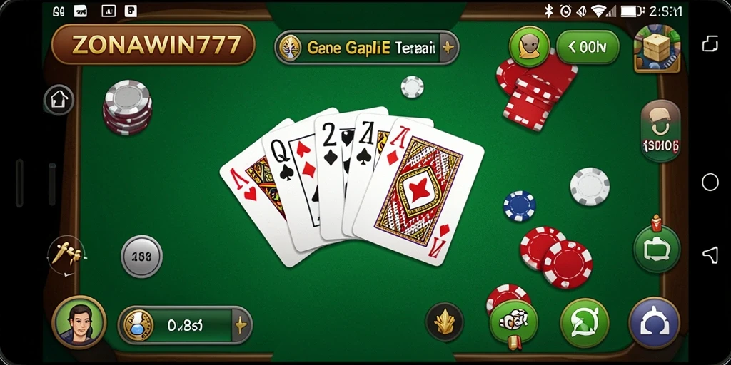 Screenshot ZONAWIN777 menampilkan gameplay seru permainan Gaple.